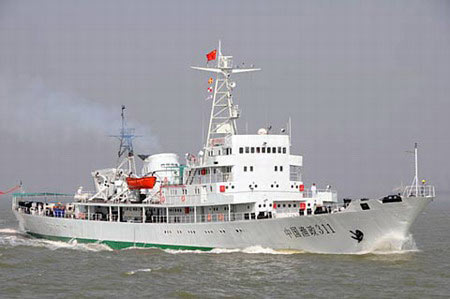Một con tàu ngư chính của Trung Quốc, được đưa đến Trường Sa hồi tháng 4 năm nay. Ảnh: China Daily.