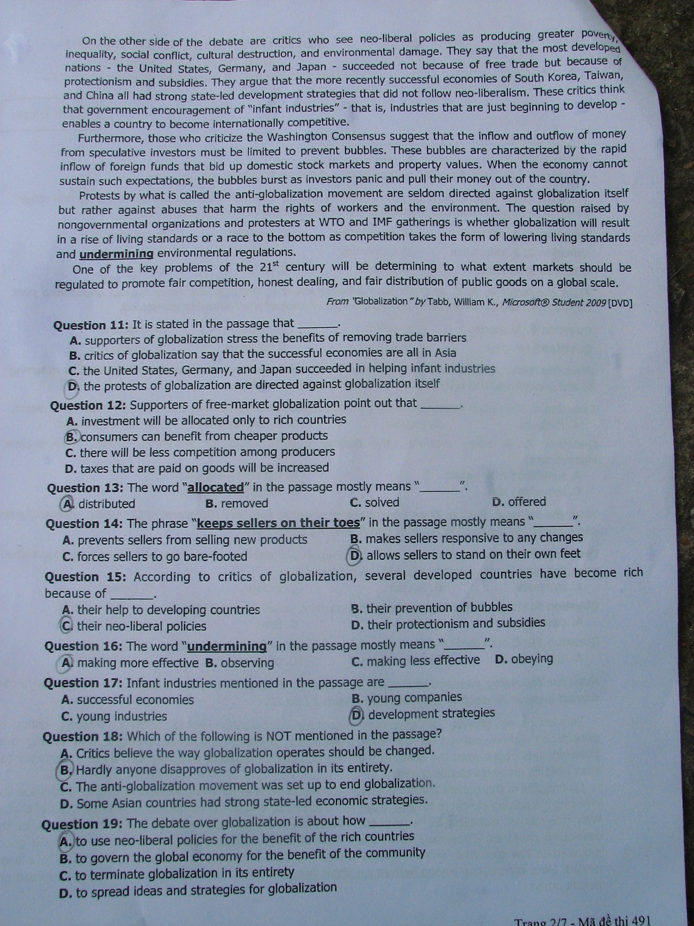 Xã hội - Gợi ý giải đề thi môn Tiếng Anh khối D (Hình 2).