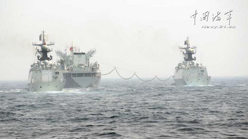 Chùm ảnh tàu chiến Nga-Trung dàn trận trên biển