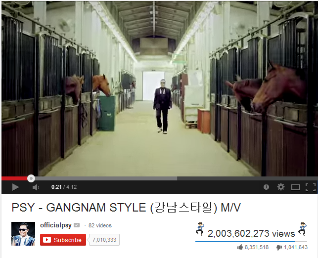 Hình ảnh Cơn sốt Gangnam Style vượt mốc 2 tỷ lượt xem trên Youtube số 1