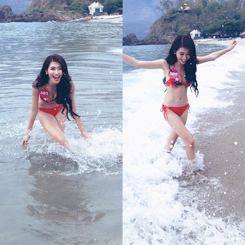 Hình ảnh Người đẹp Hoa hậu Hoàn vũ Việt Nam 2015 khoe dáng với áo tắm số 3