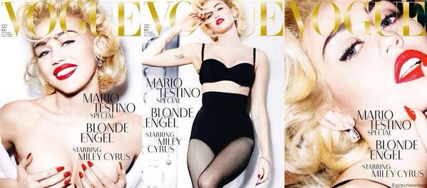 Miley Cyrus nude khoe trọn vòng một trên trang bìa tạp chí Vogue