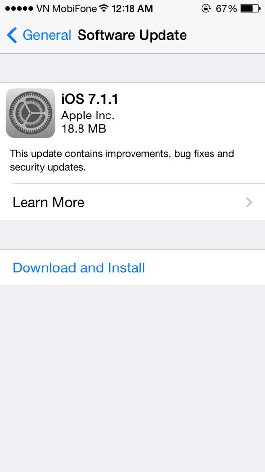 Apple tung ra bản cập nhật iOS 7.1.1 cải thiện Touch ID và sửa lỗi