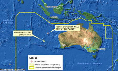 Khu vực tìm kiếm MH370 ngày 23/4