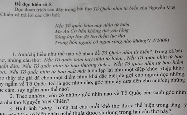 Giáo viên tâm sự về việc đưa vụ giàn khoan Hải Dương 981 vào đề văn