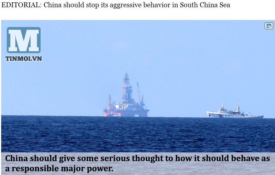 Trung Quốc nên dừng các hành vi gây hấn tại Biển Đông. Minh họa ghép từ ảnh chụp màn hình