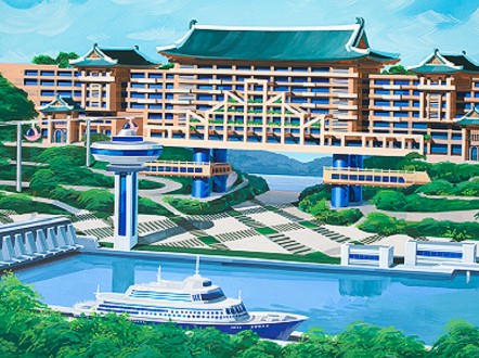 Một khách sạn được thiết kế cho biển Tây Barrage, Nampo.