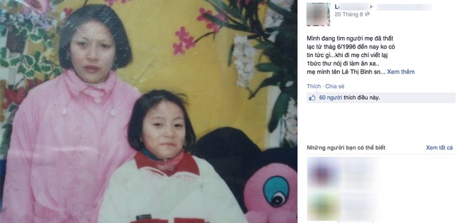 Câu chuyện xúc động tìm mẹ trên Facebook sau 18 năm lưu lạc của cô gái Hà Nội