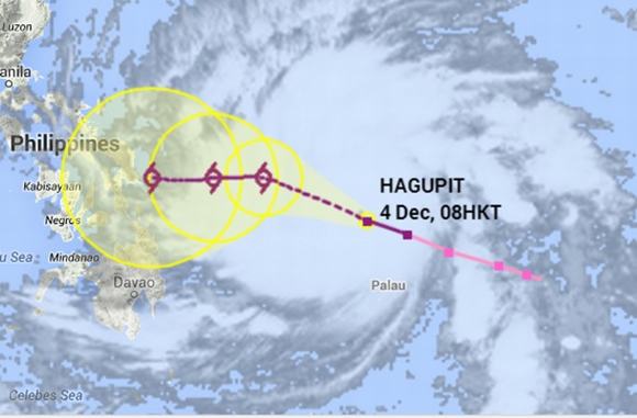 Siêu bão Hagupit: Hình ảnh vệ tinh đường đi của siêu bão Hagupit 10