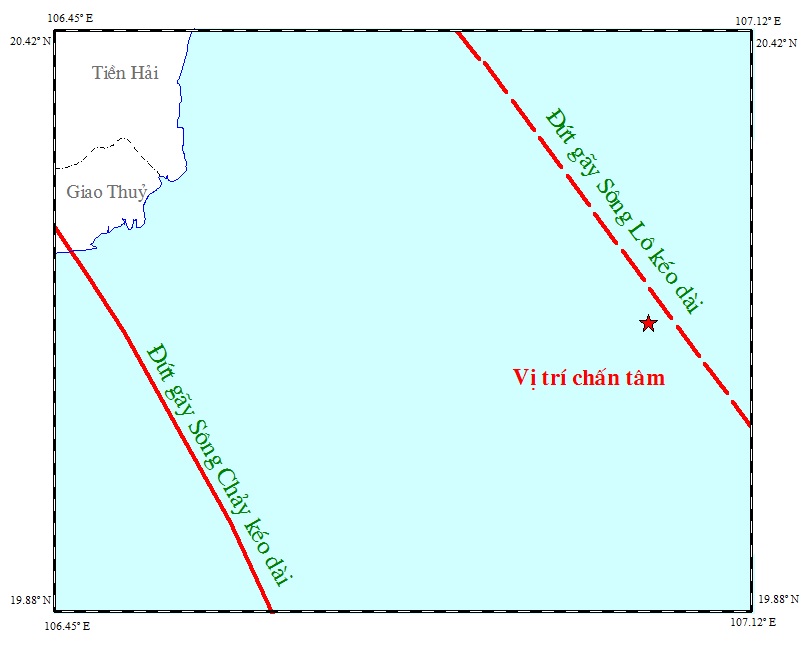 Động đất 2.9 độ Richter ngoài khơi vịnh Bắc Bộ