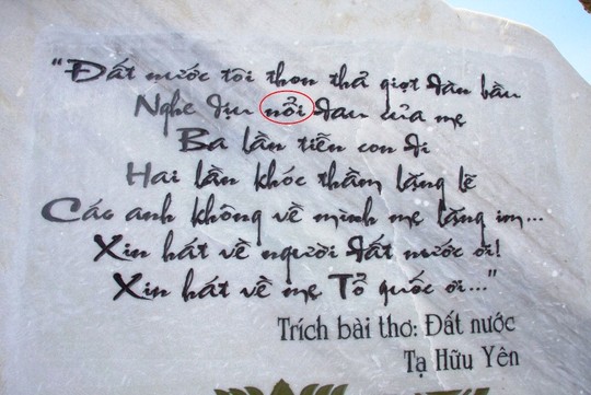 Khắc thơ sai chính tả trên Tượng đài Mẹ VN Anh hùng trị giá 411 tỷ 4