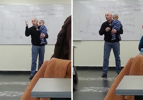  Giáo sư vừa dỗ dành con của sinh viên, vừa giảng bài hăng say 2