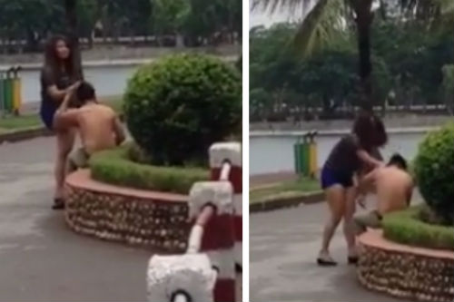 Video: cô gái túm tóc đánh bạn trai trong công viên gây tranh cãi