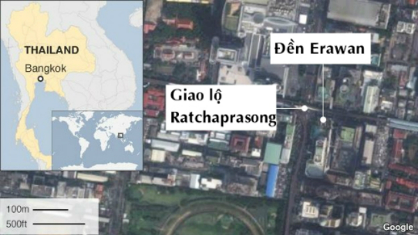 Cận cảnh hiện trường vụ đánh bom trung tâm Bangkok, hàng chục người chết