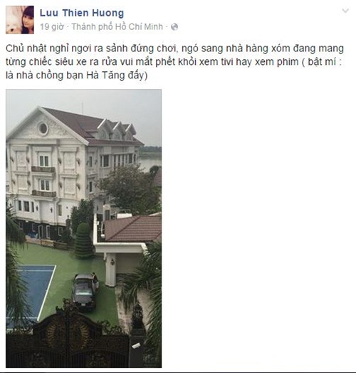 Facebook sao Việt: Lưu Thiên Hương tiết lộ là hàng xóm của Hà Tăng 1