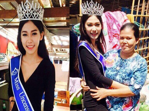 Hoa hậu Thái Lan qùy lạy mẹ bị tố gian dối học vấn 2