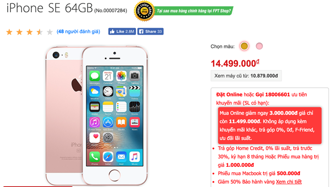 iPhone SE giảm giá sốc 3 triệu đồng đón iPhone 7 2
