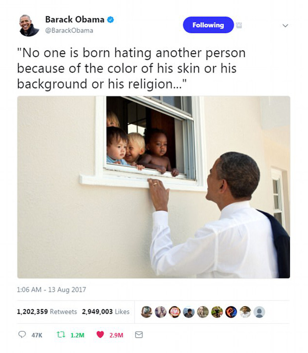 Cựu Tổng thống Mỹ Barack Obama đã xô đổ kỷ lục trên Twitter với dòng tweet nổi tiếng nhất mọi thời đại - Ảnh 1.