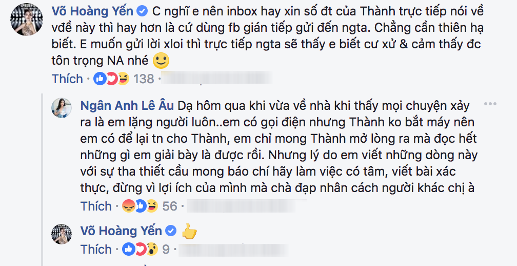 Được Võ Hoàng Yến khuyên nhủ, Ngân Anh cho biết đã chủ động liên lạc nhưng Nguyễn Thị Thành không bắt máy 1 Được Võ Hoàng Yến khuyên nhủ, Ngân Anh cho biết đã chủ động liên lạc nhưng Nguyễn Thị Thành không bắt máy 1