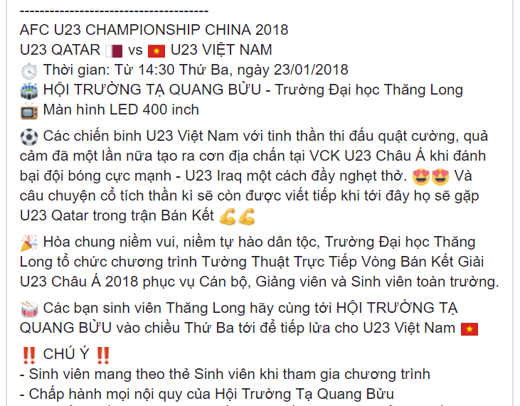 Trước thềm bán kết bóng đá U23 Việt Nam gặp Qatar: Hàng loạt công ty, trường học chủ động cho nhân viên nghỉ làm, tường thuật trực tiếp trận đấu để cổ vũ đội nhà - Ảnh 4. Trước thềm bán kết U23 Việt Nam gặp Qatar: Hàng loạt công ty cho nghỉ làm, thưởng 1 triệu cho mỗi nhân viên tương đương bàn thắng VN ghi được 4