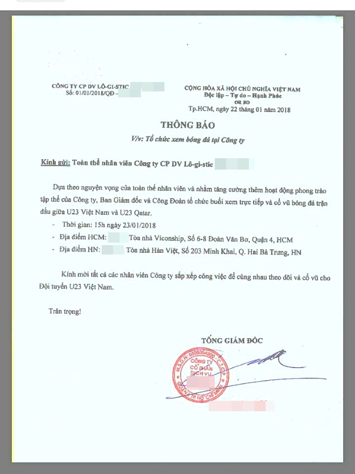 Công ty sướng nhất năm: Được sếp cho nghỉ xem bán kết U23, chung kết được đài thọ sang Trung Quốc 4 ngày - Ảnh 3. Công ty sướng nhất năm: Được sếp cho nghỉ xem bán kết U23, chung kết được đài thọ sang Trung Quốc 4 ngày 2