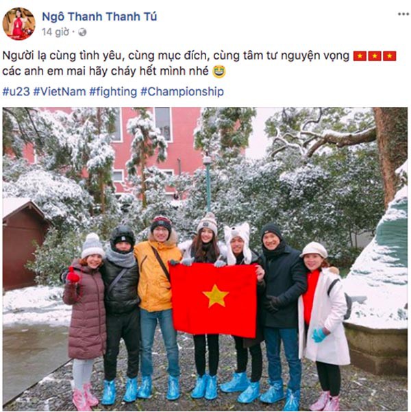 Sao Việt người bỏ show, người hào hứng sang Trung Quốc ủng hộ U23 Việt Nam - Ảnh 1. Sao Việt người bỏ show, người hào hứng sang Trung Quốc cổ vũ U23 Việt Nam 1