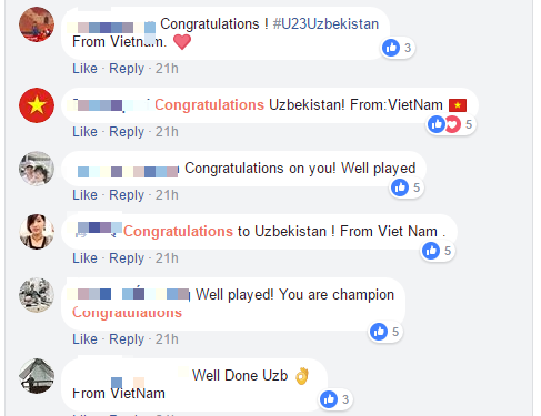 Liên đoàn bóng đá Uzbekistan đưa tin chiến thắng cả ngày chỉ có 67 lượt bình luận, 61 comment là của fan Việt Nam! - Ảnh 2.