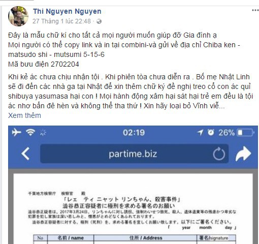 Gia đình bé Nhật Linh ở Việt Nam sẵn sàng tiếp nhận chữ kí của mọi người để gửi sang Nhật đòi lại công bằng cho cháu - Ảnh 1. Gia đình bé Nhật Linh ở Việt Nam sẵn sàng tiếp nhận chữ kí của mọi người để gửi sang Nhật đòi lại công bằng cho cháu - Ảnh 1.