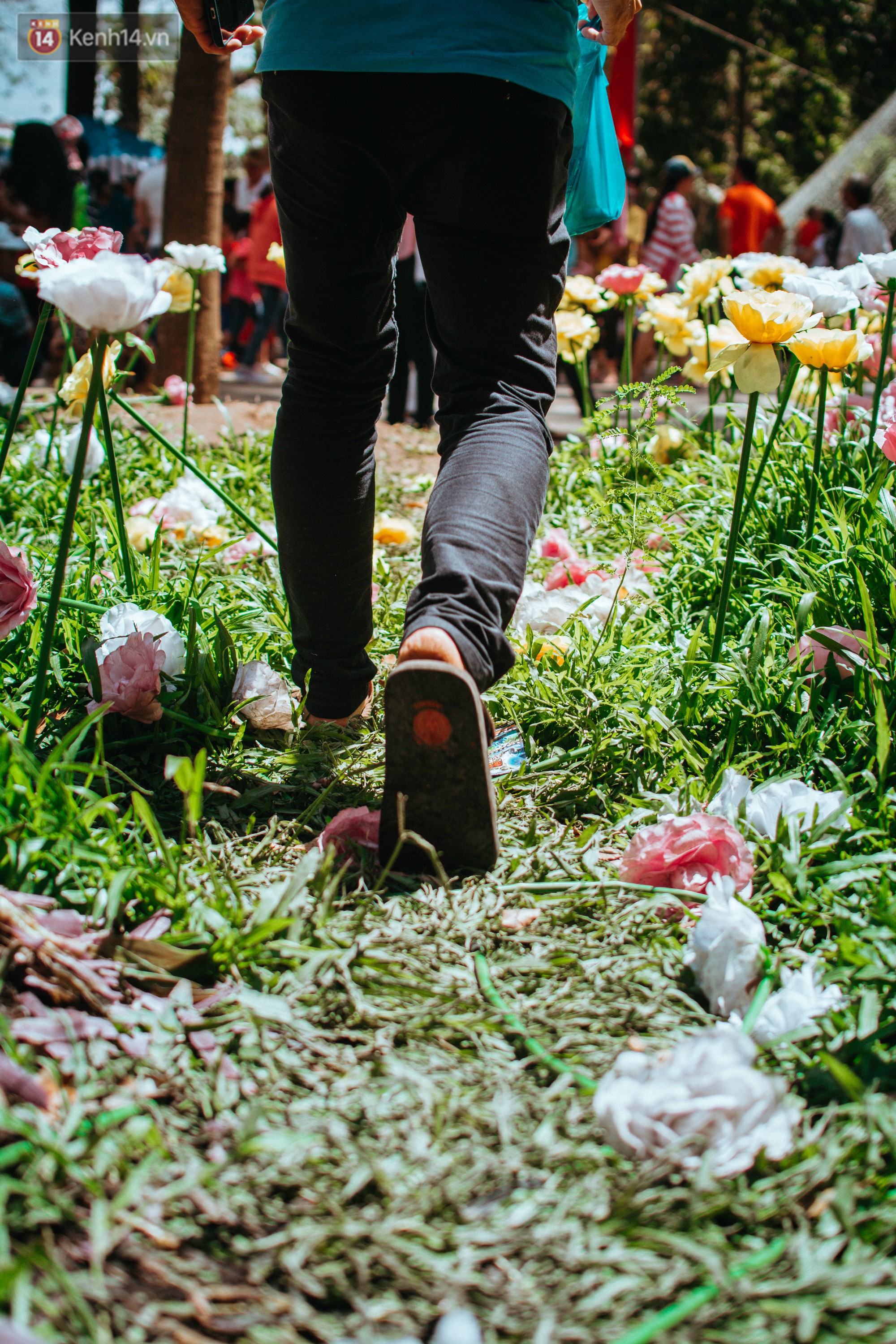 Vườn hoa tulip, hoa hồng trong Thảo Cầm Viên Sài Gòn bị du khách thản nhiên giẫm đạp - Ảnh 7.