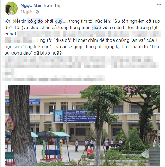 Vụ cô giáo quỳ xin lỗi: 1 người Vụ cô giáo quỳ xin lỗi: 1 người
