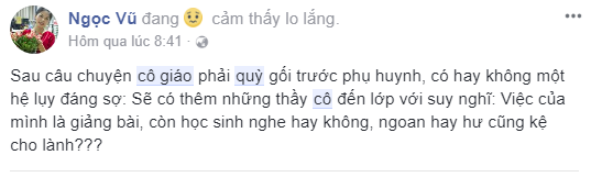 Vụ cô giáo quỳ xin lỗi: 1 người Vụ cô giáo quỳ xin lỗi: 1 người