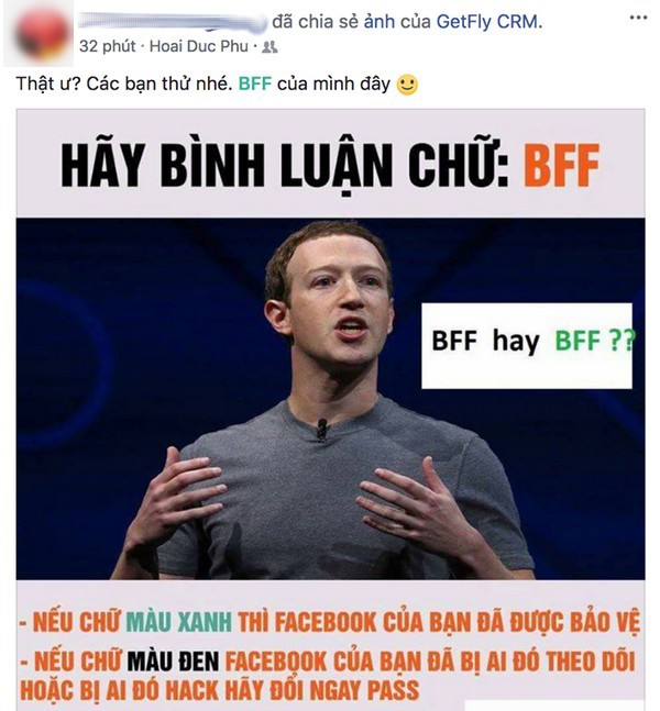 Thực hư chuyện gõ 'BFF' để kiểm tra tài khoản Facebook có bị hack? 1