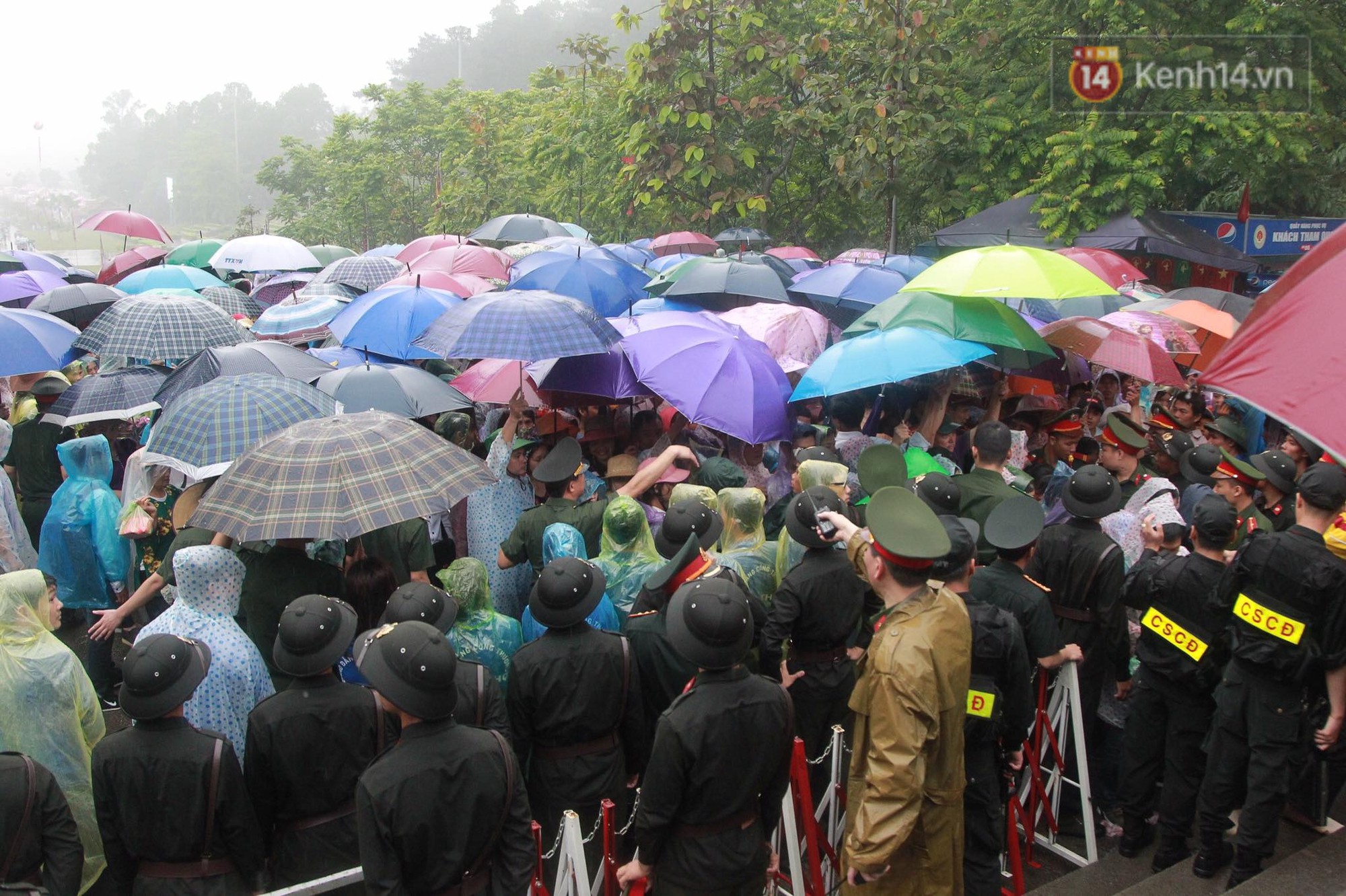 Hàng vạn người dân che ô đi khai hội Đền Hùng, hàng rào sống đứng dưới mưa đảm bảo trật tự cho lễ hội - Ảnh 12.