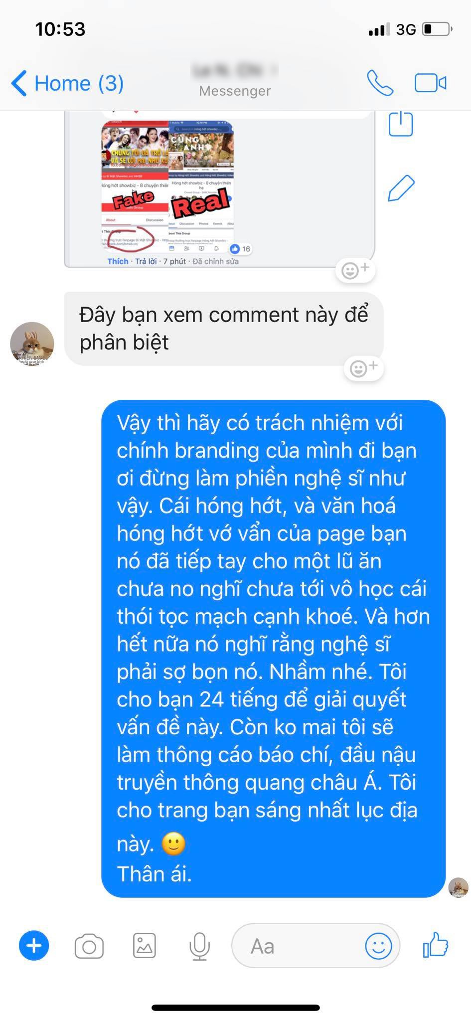 Dù biết là đọc phải page giả, Rocker Nguyễn vẫn chỉ trích và dọa fanpage HHSB xịn phải... tự giải quyết trong 24h - Ảnh 3.