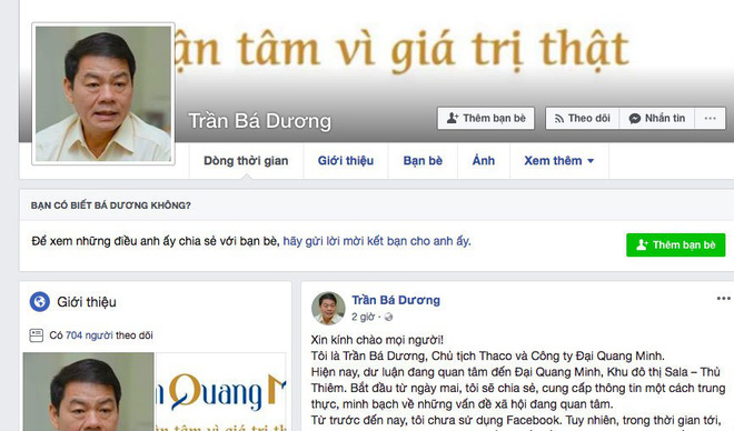 Chủ tịch THACO Trần Bá Dương lập Facebook để thông tin về Thủ Thiêm nhưng bị sập sau 90 phút - Ảnh 1.