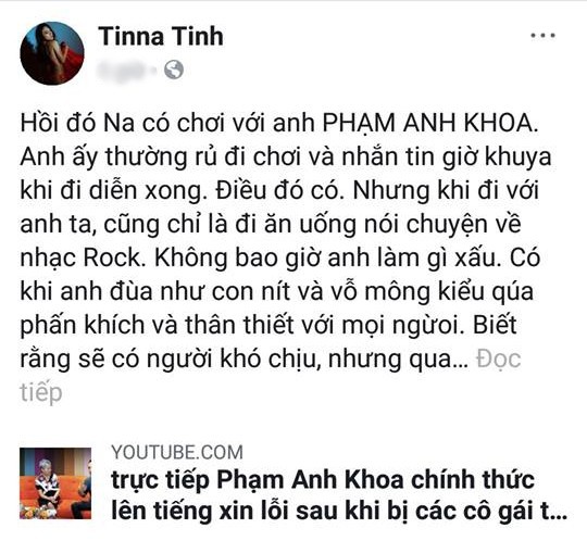 Giữa phát ngôn tranh cãi của Phạm Anh Khoa, Tina Tình lên tiếng: Giữa phát ngôn tranh cãi của Phạm Anh Khoa, Tina Tình lên tiếng: