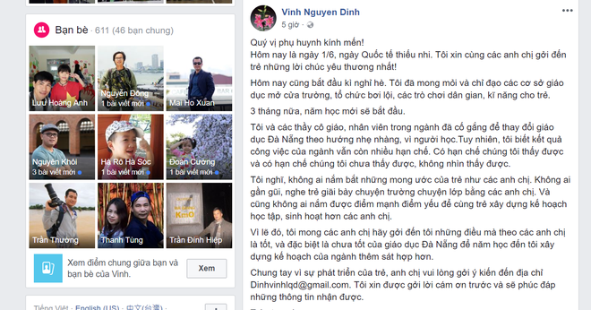 Giám đốc Sở Giáo dục Đà Nẵng viết tâm thư cho phụ huynh, công bố email trên facebook - Ảnh 1. Giám đốc Sở Giáo dục Đà Nẵng viết tâm thư cho phụ huynh, công bố email trên facebook 1