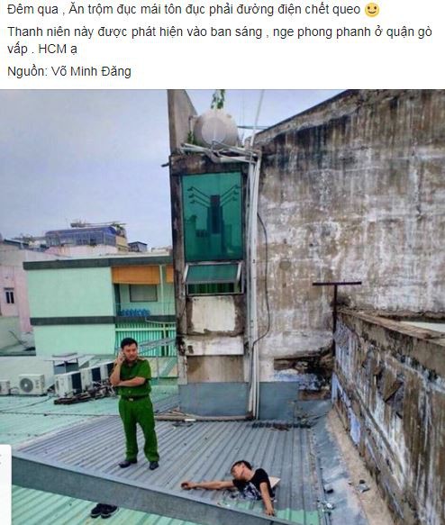 Nam thanh niên bị kẹt trên mái nhà sau khi trộm điện thoại, công an tới giải cứu - Ảnh 1. Nam thanh niên bị kẹt trên mái nhà sau khi trộm điện thoại, công an tới giải cứu 1