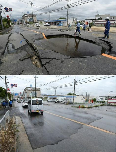 Nhật Bản: Đường vừa sụt lún hôm trước, hôm sau đã được khôi phục như thường - Ảnh 2.