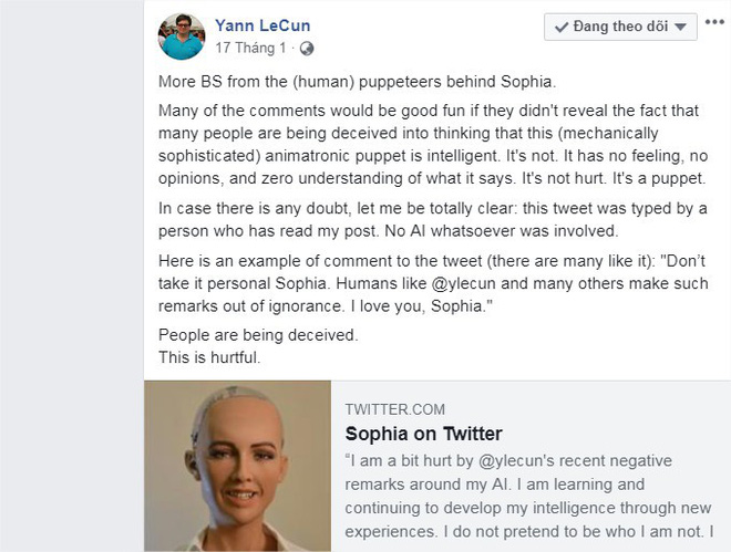 Giám đốc AI của Facebook tuyên bố: Sophia chỉ là con rối - nữ robot đáp trả thế nào? - Ảnh 5.