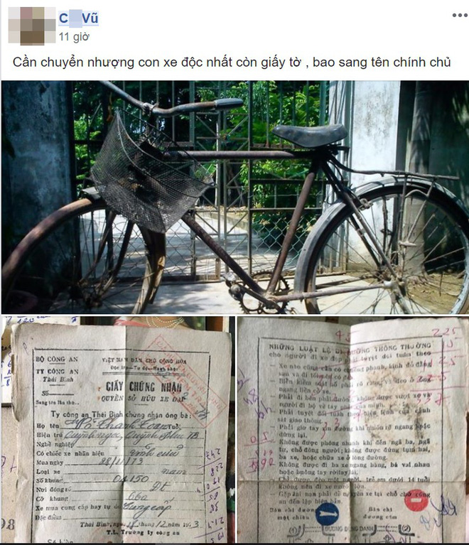 Chiếc xe đạp cổ độc nhất còn giấy chính chủ khiến dân mạng xôn xao bàn tán - Ảnh 1.