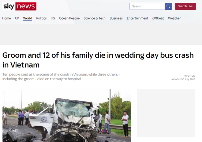 Báo nước ngoài đồng loạt đưa tin về vụ tai nạn thảm khốc khiến 13 người chết, đám cưới thành đại tang 1