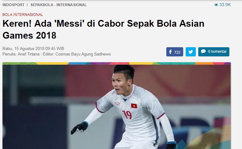 Báo châu Á gọi Quang Hải là “Messi ASIAD”, tin Việt Nam đánh bại Nhật Bản 2