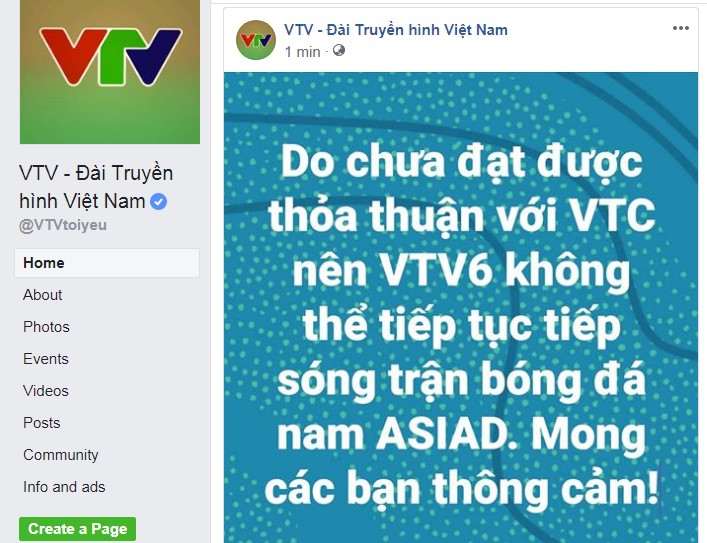 VTV đột ngột dừng phát sóng giữa chừng trận đấu của Olympic Việt Nam tại ASIAD 2018 - Ảnh 2.
