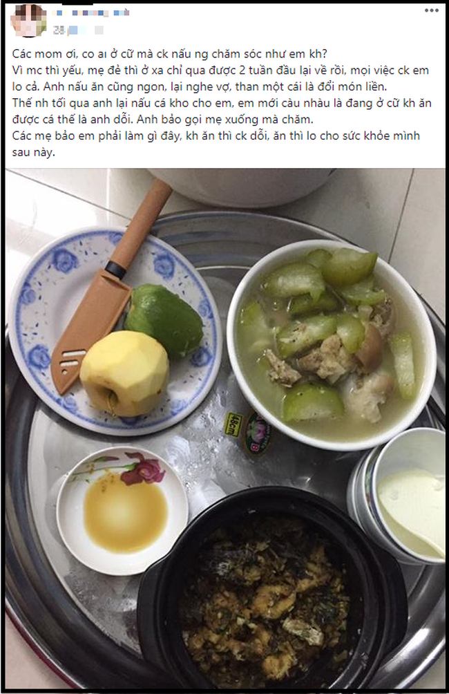 Vợ trẻ kêu trời với nồi cá chồng nấu trong mâm cơm cữ, chị em không bênh lại còn mắng ngược vì điều này - Ảnh 1. Vợ trẻ kêu trời với nồi cá chồng nấu trong mâm cơm cữ, chị em không bênh lại còn mắng ngược vì điều này 1
