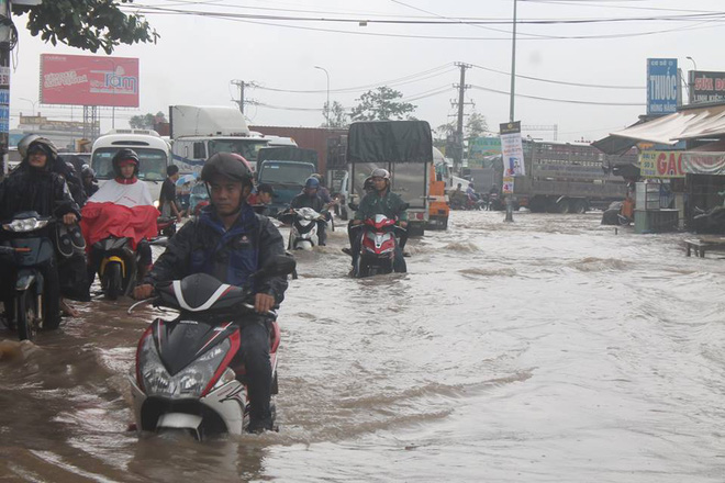 Đồng Nai: Mưa như trút nước, quốc lộ 51 biến thành sông - Ảnh 5.