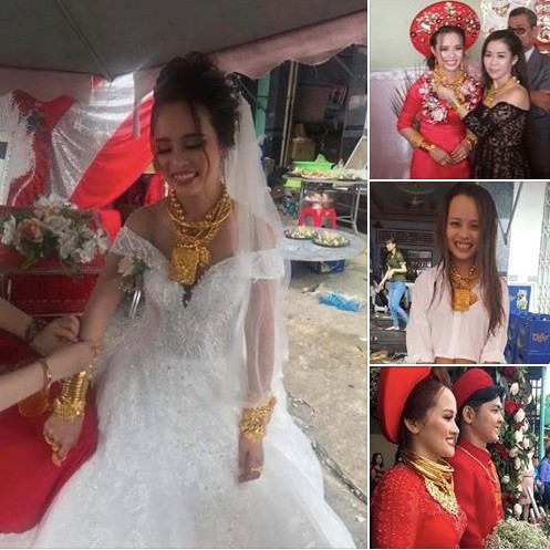 Cô dâu đeo vàng trĩu cổ, kín tay trong ngày cưới: Sau đám cưới đem hết vàng về Đài Loan - Ảnh 2.