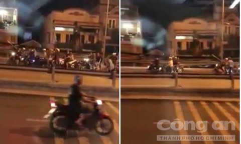 Sài Gòn: Hàng chục thanh niên cầm hung khí chém loạn xạ trên cầu 1