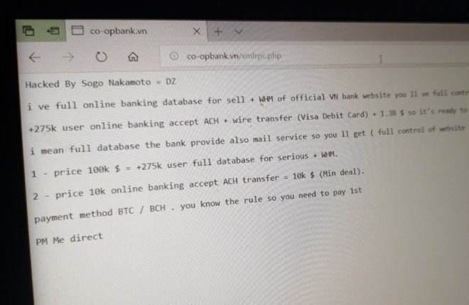 Một ngân hàng Việt bị tấn công, hacker dọa bán 275.000 dữ liệu - Ảnh 1.