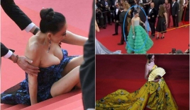 Giả vờ ngã, mặc Hoàng Bào và những 'trò lố' của mỹ nhân Hoa ngữ trên thảm đỏ Cannes 2018